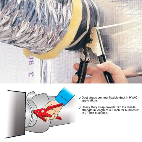 Installing 12 Pieces 30 Inch Extra Long White Nylon Cable Ties UV Stabilized For Outdoor Use And HVAC Duct Straps 3 To 7 Inch Bundles