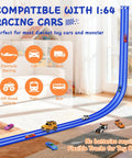Totally 15 Ft Flexible Race Track Set For Kids 3 Plus With 8 Cars And 4 Suction Cups, DIY Modular Car Track Display