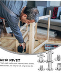 Man using Built Tough Chicago Style Binding Screws For Books And Scrapbooks And Paper Crafts Using 75 Piece Silver Carbon Steel Fasteners to assemble furniture.