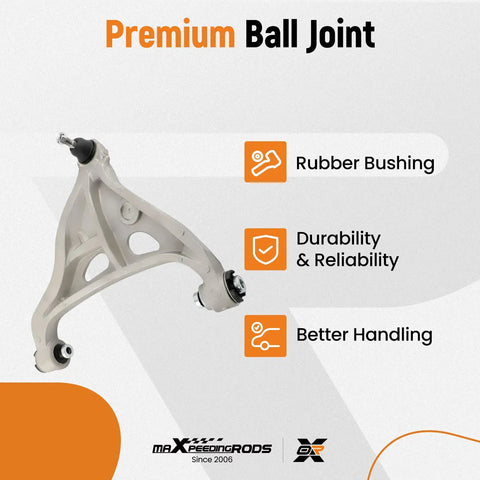 Ford F150 Front Left Two Piece Lower Control Arm With Ball Joint For 2004 2005 2006 2007 2008 Models Beefed Up Heavy Duty 2WD 4WD Base Payload Also Fits Lincoln Mark LT 2006 2008, silver arm with ball joint