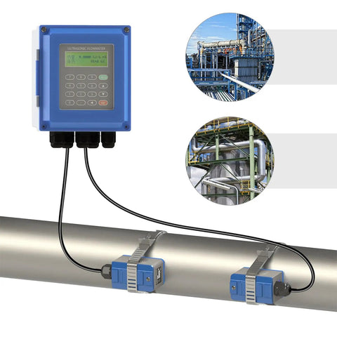 Wall Mounted Non Contact Ultrasonic Water Flow Meter With Bi Directional Digital Measurement IP65, Pro Grade Accuracy 1 Percent