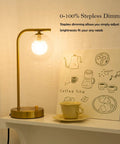 Industrial Glass Globe Desk Lamps Set Of 2 With USB Charging Ports Gold Metal Bedside Table Lamps Stepless Dimmable Brightness