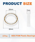 8 Pack POM Plastic Bearings 20 X 32 X 7 MM Deep Groove Ball Bearings With Glass Balls And Nylon Cage, size diagram