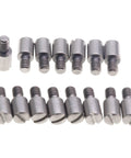 Fifteen Piece Nickel Brass Location Fix Pin Screws Lock Tight On Camera Quick Release Cheese Plates And Top Handles For A Clutch Shooting Rig Setup No Sweat, display of 15 screws.