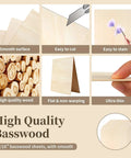 Basswood sheets, 12x12x1/16 inch, 10-pack unfinished wood sheets for laser cutting, engraving and crafts