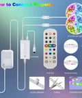 Connection guide for Waterproof LED Lights For Bedroom Smart WiFi 65.6Ft 600 LEDs Dope RGB Music Sync 5050 Strip Lights