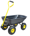 Beast Of A Heavy Duty Garden Cart Dump Truck With Air Wheels, 50 Liter Plastic Bucket, 300 Pound Load Capacity, Tipping Dump Function