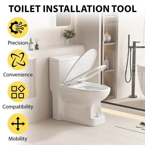 Toilet with Portable Toilet Installation Lift Jack And Foldable Dolly For Easy Toilet Moving, Alignment And Seals.