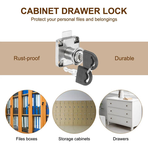 Tough As Nails Drawer Locks With Keys Two Pack Alloy Steel Cabinet Security Straight Up Reliable Gear For Your Filing Chest Keys Alike Setup Lock in silver finish with keys.