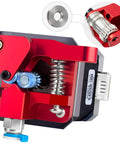 Close-up of Beefed Up Dual Gear Ender 3 Extruder with Nema 17 Motor for Creality 3D Printers, showcasing metal gears and spring mechanism.