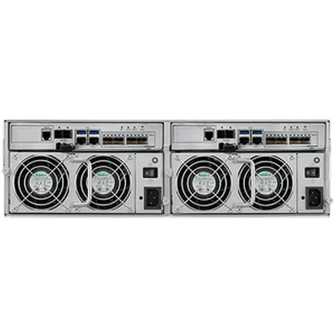 Heavy Duty 3U Storage Rack Chassis Featuring 16 Bays For Massive 10TB Drives In A Solid Rack Mount Build rear view with cooling fans.