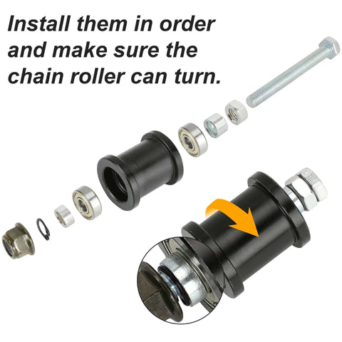 Heavy Duty Alloy Steel Chain Kit With 140 Links Adjustable Tensioner And Chain Breaker components shown unassembled