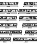 12 Pack Magnetic Toolbox Labels Set With 3D Embossed Metal Tags For Pro-Grade Tool Chest Organization, waterproof reusable
