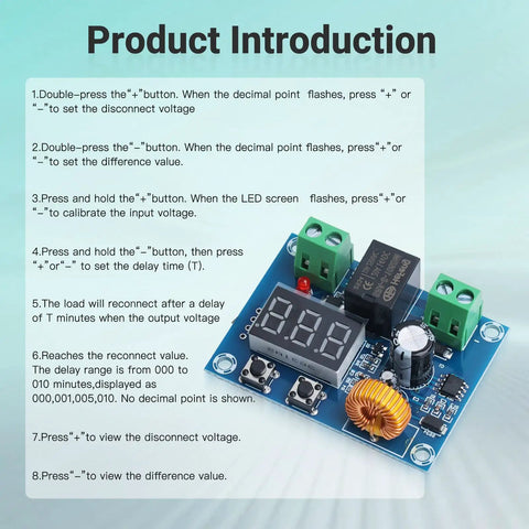 Two Pack Digital Dc Voltage Protector For 12 To 36 Volt Systems With Bright Lcd Readout, display and connection terminals on PCB.
