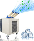 Built Like A Tank Heavy Duty Portable Industrial Air Conditioner 28900 Btu 3150 Watt Commercial Spot Cooler with three air ducts.