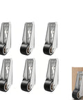 Heavy Duty Sliding Door Vertical Track Rollers Rock Solid Alloy Steel Design Offers Dead Silent Rubber Casters in six piece pack.
