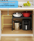 Expandable 110 Lbs Heavy Duty Metal Shelving Unit For Pots N Pans, Microwave and small appliances installed in a kitchen cabinet