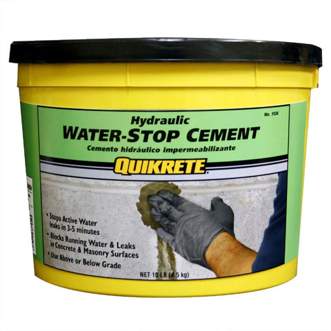 Fast Acting Hydraulic Water Stop Cement For Patching Leaks In Concrete And Masonry, Sets In 3 To 5 Minutes, 10 Pound Bucket