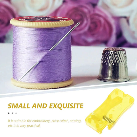 12 Piece Universal Needle Threader Kit For Sewing Projects, Easy Quick Threading For Hand And Machine Needles, Pro Grade Versatile Thread Compatibility, Durable PP Material, DIY Sewing Tool Set For Crafting, purple thread spool and yellow threader