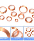 Copper Flare Gasket Kit 30 Pack For 5/8 Inch Tubing With 45 Degree Copper Flare Fittings Brass Flared Gaskets shown in various sizes