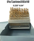 60 Piece Titanium Nitride Coated Drill Bit Set With Indexed Case High Speed Steel Sizes 1 Through 60 From 0.228 In To 0.040 In