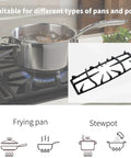 Heavy Duty Cast Iron Burner Grate Replacement For Gas Stoves AP6036421 shown with a frying pan on a lit stove