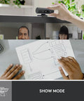 Built Different Brio 501 Full HD Webcam With RightLight 4 Tech 1080p Video Call Camera in use during a video meeting.