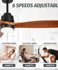 Wood Ceiling Fan With Light Energy Saving 52 Inch DC Motor Ultra Quiet 3 Blades 6 Speeds Indoor Outdoor Ceiling Fan