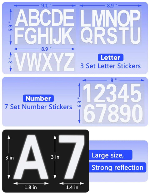 Super Bright Reflective Mailbox Numbers And Letters Stickers In White For Outside Homes With Waterproof Vinyl Self Adhesive Decals