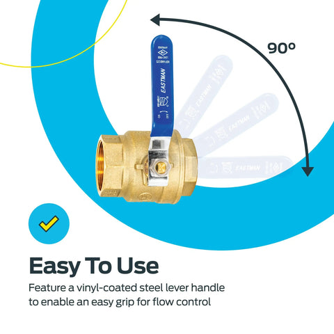 2 Inch IPS Heavy Duty Full Port Ball Valve Brass Plumbing Fitting For Water Lines Inline Shutoff With Easy Operation And Stamped Steel Handle