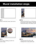 Steam Train Wall Mural Peel And Stick Vintage Locomotive Wall Art installation steps diagram