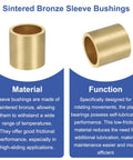 Two sintered bronze sleeve bearings, 3mm bore x 6mm OD x 6mm L, front and angled side views
