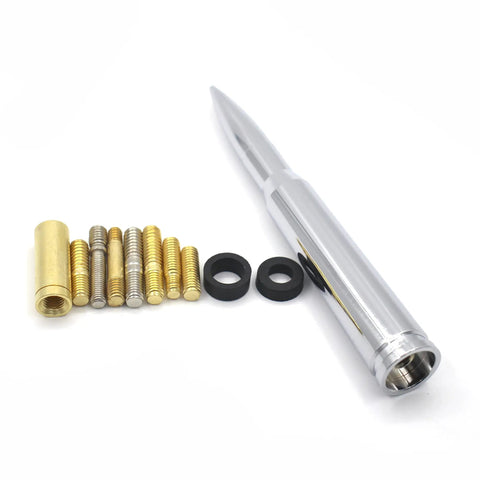Stubby Antenna Mast 50 Cal Style Track Antenna Delete Replacement For Ford F Series F150 F250 F350 RAM 1500 2500 GMC Denali Chevy Pickup Trucks Aluminum Billet Build Weatherproof And Fade Resistant with fittings