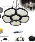 Cordless LED Work Light With 20V Battery Compatibility, 65W 6500LM Flood And Pendant Light, USB And Type C Charging Ports, 5+1 Deformable Panels