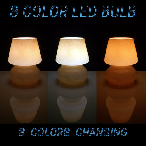 Glass Mushroom LED Bedside Lamp For Bedroom And Living Room with three color-changing LED modes, hand-blown orange glass