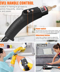 Top Tier 15 In 1 Handheld Steam Cleaner With Smooth Button Control Handle and Easy Gear Switching for Deep Home and Car Upholstery Cleaning portable high pressure steamer close-up of handle with button controls.