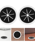 Six Piece Desk Cable Hole Cover Grommet Kit For Office Desks With Easy Threading Cord Organizer Round Cable Grommets, black white