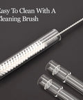 Glass Tube Stem Set Four Pcs Straight 110mm Downstems and brush for cleaning, in heat-resistant glass for lab and pipe use