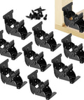 Rock Solid Folding Brackets 8 Pack Heavy Duty Self Locking Hinges With Screws in matte black for table legs and workbenches.