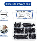 Pro Grade Stainless Steel Lag Screws Set With Black Oxide Finish Includes One Inch One And A Half Inch Two Inch Two And A Half Inch And Three Inch Lag Bolts In A 155 Piece Assortment With Washers Heavy Duty Wood Screws 304 in storage box