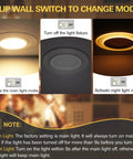 Switch modes for 12 Pack Four Inch LED Recessed Night Light Retrofit Kit with selectable modes shown in light settings.