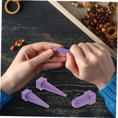 Hands using 4 Piece Plastic Mandrel Set For Jewelry Making Lightweight Spiral And Coil Mandrels Great For Wire Wrapping And Crafting