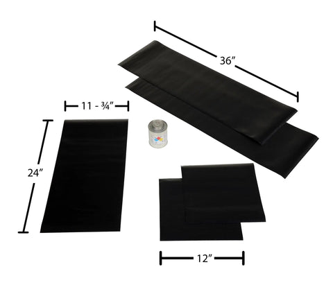 Heavy Duty Six Piece Vinyl Dock Seal Patch Kit For Badass Warehouse Shelter Fixes And No Sweat Industrial Building Maintenance To Keep Your Loading Zone Running Smooth, includes three vinyl sheets sizes 12x12 and 36x11-3/4.