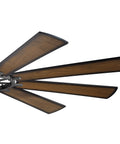 Badass Heavy Duty 85 Inch Ceiling Fan With Bright LED Lighting And Slick Distressed Black Industrial Finish Plus Nine Blade Quiet Airflow Blades For Cool Bedroom Relaxation, close-up of wood blades.