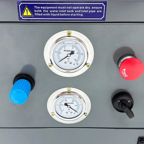 Heavy Duty Pneumatic Chip And Sludge Remover For CNC Machining Shops No Sweat 220V 1PH pressure gauges and controls panel.