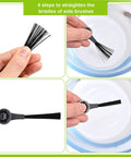 Four steps to straighten side brushes for Replacement Parts Kit For IQ Series Robot Vacuum That Is Plug And Play, Compatible With AV1010AE R101AE RV1001AE AV911S AV993 AV992 AV1002AE RV100AE RV1000 UR1000SR Models Easy To Install And Use