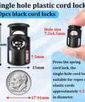Ten Pack Paracord Cord Locks For Drawstrings Plastic Cord Lock Toggle Spring Stopper Clasp Easy Install Elastic Shoelace Tie Locks For Sweatpants Hoodies Shoes And Bungee Gear Ends Replacement Fits Up To 4.5 mm Rope, black 28mm