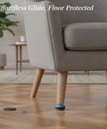 Screw In PTFE Furniture Glides Three Quarters Inch Round Blue Floor Protectors under chair legs on hardwood floor