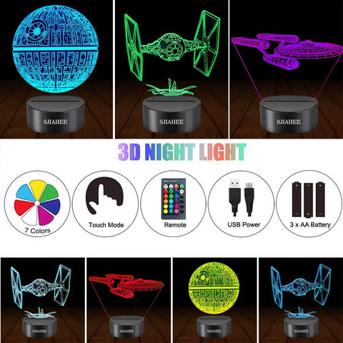 Lit 3D Night Light Lamp With 3 Pattern Modes And 16 Color Changing LEDs Remote Timer Control Realistic 3D Illusion Decor