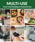 Badass Heavy Duty Disposable Vinyl Gloves, Latex Free Powder Free, Dang Comfortable Fit, Food Safe Bpa Free, X Large, Bulk Pack One Thousand, shown in multi-use for food handling and industrial tasks.